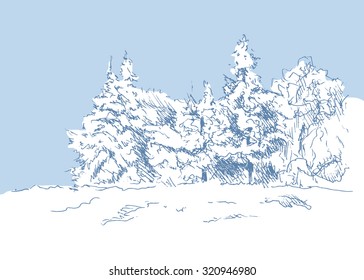 hand sketch winter landscape