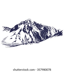 Hand sketch of winter mountains
