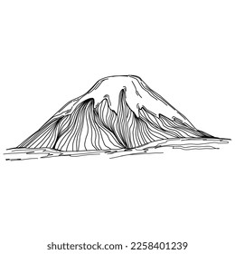 Hand sketch of winter mountains. Mountains sketch on a white background. Snowy mountain peaks and Shapes For Logos