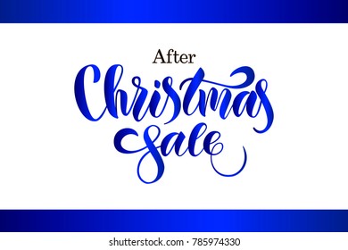 Hand sketched "After Christmas sale" lettering typography for  pamphlet, circular, handbill, flysheet, broadsheet. Dark blue celebration vector illustration EPS 10 on white background