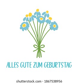 Hand sketched Alles Gute zum Geburtstag quote as banner in German. Translated Happy Birthday. Lettering for header, flyer, card, poster, gift