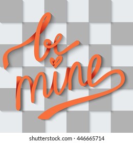 Hand sketched Be Mine text as Valentine's Day logotype, badge and icon. Vector illustration.