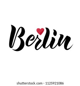 Hand sketched Berlin text. Vector illustration. Fashion lettering typography. Great for clothing, logo, badge, icon, card, poster, invitation, banner template. 