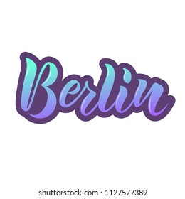 Hand sketched Berlin text. Vector illustration. Fashion lettering typography. Great for clothing, logo, badge, icon, card, poster, invitation, banner template. 