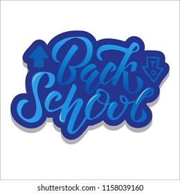 Hand sketched blue gradient Back to school lettering on textures background. Perfect design for logo, banner, flyer, card, greeting cards, posters, T-shirts. Flat scratched Vector illustration