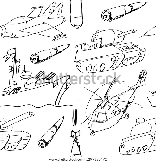 Hand Sketched Bullet Gun War Ship Stock Vector (Royalty Free ...