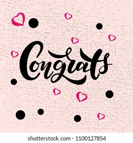 Hand sketched Congrats lettering typography. Drawn art sign. Motivational text.