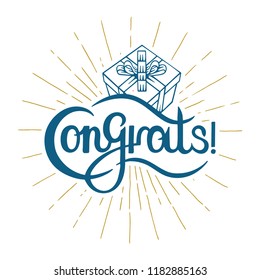 Hand sketched Congrats! lettering typography.
Hand drawn congratulation vector illustration. 