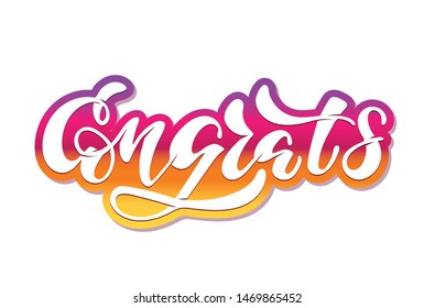 Hand sketched "Congrats" lettering typography. Drawn art sign. Motivational text. For logotype, badge, icon, card, postcard, logo, banner, tag. Celebration vector illustration on textured background.