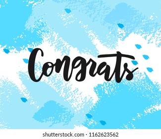 Hand sketched Congrats text as logotype, badge and icon, card, invitation, poster, banner template. Lettering typography. Vector illustration.