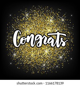 Hand sketched Congrats text as logotype, badge and icon, card, invitation, poster, banner template. Lettering typography. Vector illustration.