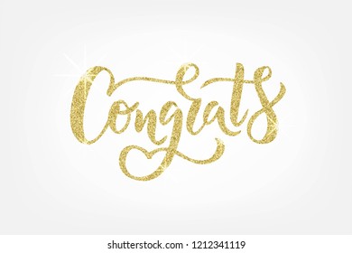 Hand sketched Congrats text as logotype, badge and icon, card, invitation, poster, banner template. Lettering typography. Vector illustration.