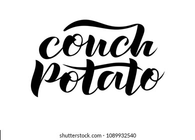 Hand Sketched Couch Potato Text As Badge, Tag, Icon, Celebration Card, Invitation, Postcard, Banner Template Or For Clothes. Fashion Lettering Typography Poster. Vector Illustration.