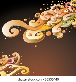 Hand sketched design element with moon and stars in engrave look
