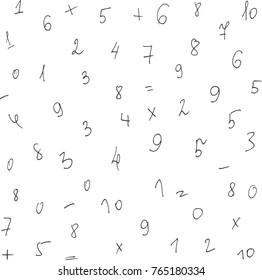 hand sketched doodle simple numbers on white background
