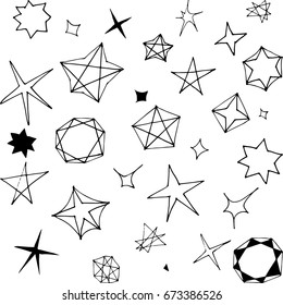 hand sketched doodle stars