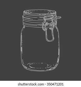 Hand sketched empty glass jar made in vector