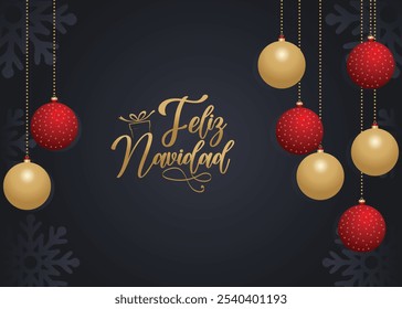 Mão esboçado Feliz Navidad cartão, distintivo, ícone tipografia. Carta Feliz Navidad para o Natal, cartão de cumprimentos de Ano Novo, modelo de convite, faixa, cartaz. 