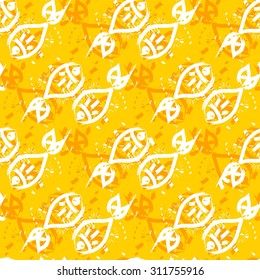 Hand sketched fish seamless pattern