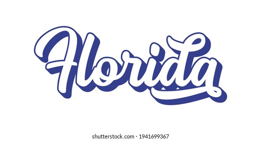 Hand sketched FLORIDA text. 3D vintage, retro lettering for poster, sticker, flyer, header, card