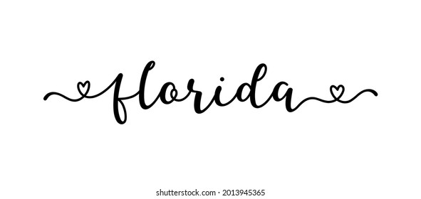 Hand sketched FLORIDA text. Caligraphy, lettering for poster, sticker