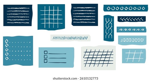 Hand sketched geometric plaid pattern with pencil strokes and lined grid for note-taking and design