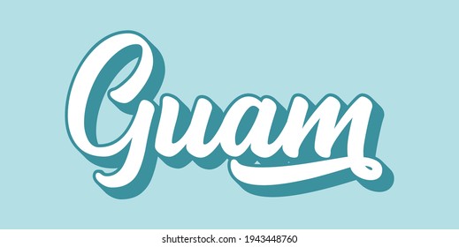 Hand sketched GUAM text. 3D vintage, retro lettering for poster, sticker, flyer, header, card
