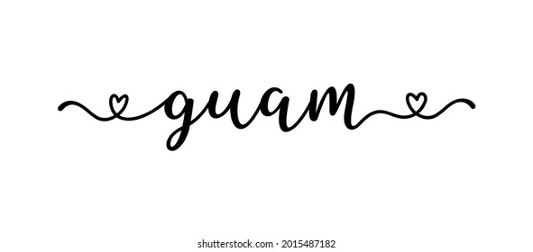 La mano esbozó el texto de GUAM. Caligrafía, letras para afiches, pegatinas