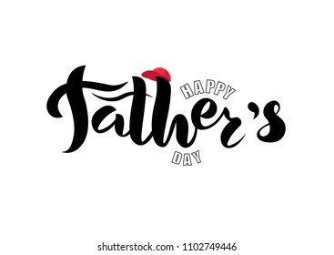 Hand sketched Happy Father’s Day text with mustache. Lettering typography for logo, badge, icon, card, invitation and banner template. Greeting card for Fathers Celebration. Vector illustration.