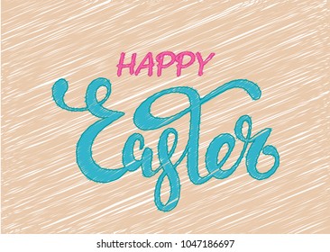 Hand sketched Happy Easter text as logo type, badge and icon. Resurrection postcard, card, invitation, poster, banner template lettering typography. Seasons Greetings isolated on white background.