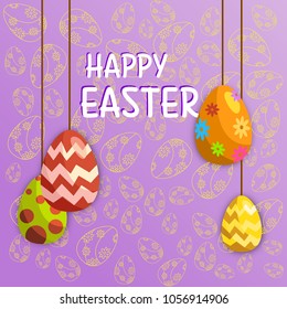 Hand sketched Happy Easter text as Pascha logotype, badge and icon. Drawn Resurrection Sunday postcard, card, invitation, poster, banner template lettering typography. Seasons Greetings