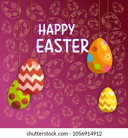 Hand sketched Happy Easter text as Pascha logotype, badge and icon. Drawn Resurrection Sunday postcard, card, invitation, poster, banner template lettering typography. Seasons Greetings