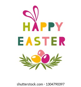 Hand sketched Happy Easter text as Pascha logotype, badge and icon. Drawn Resurrection Sunday postcard, card, invitation, poster, banner template lettering typography. Seasons Greetings 