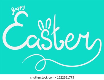Hand sketched Happy Easter text as Pascha logotype, badge and icon. Drawn Resurrection Sunday postcard, card, invitation, poster, banner template lettering typography. Seasons Greetings
