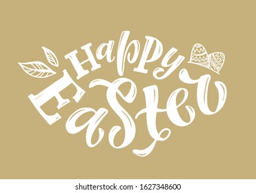 Hand sketched Happy Easter text as Pascha logotype, badge and icon. Drawn Resurrection Sunday postcard, card, invitation, poster, banner template lettering typography. Seasons Greetings