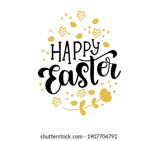 Hand sketched Happy Easter text as logotype, badge and icon. Easter postcard, card, invitation, flyer, banner template. Easter lettering typography. Season's Greetings. 