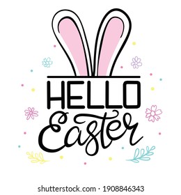 Hand sketched Happy Easter text as Pascha logotype, badge and icon. Drawn Resurrection Sunday postcard, card, invitation, poster, banner template lettering typography.