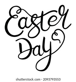 Hand sketched Happy Easter text. Drawn Resurrection Sunday postcard, card, invitation, poster, banner template lettering typography. Seasons Greetings