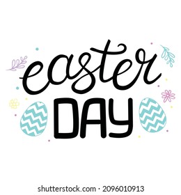 Hand sketched Happy Easter text. Drawn Resurrection Sunday postcard, card, invitation, poster, banner template lettering typography. Seasons Greetings