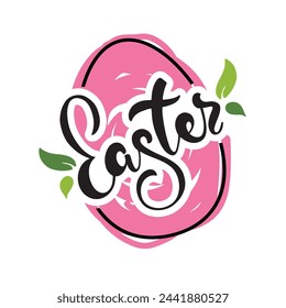 Hand sketched Happy Easter text in Spanish (Feliz Pascua) as logotype, badge, icon. Easter postcard, card, invitation, flyer, banner template. Easter lettering typography, modern calligraphy. Vector