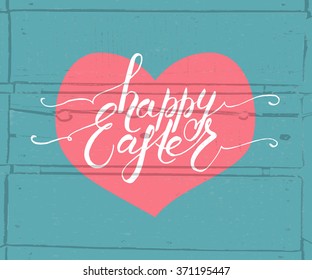 Hand sketched Happy Easter text as logotype, badge and icon. Drawn  postcard, card, invitation, poster, banner template. Lettering typography. Seasons Greetings