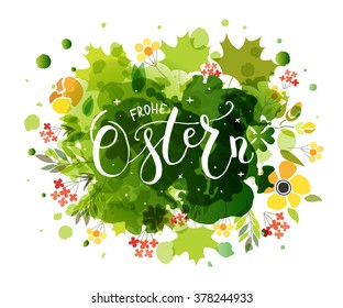 Hand sketched Happy Easter text as logotype, badge and icon. Drawn  postcard, card, invitation, poster, banner template. Lettering typography. Seasons Greetings