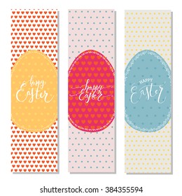Hand sketched Happy Easter text as logotype, badge and icon. Drawn  postcard, card, invitation, poster, banner template. Lettering typography. Seasons Greetings