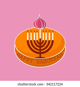 Hand sketched Happy Hanukkah logotype, badge and icon typography. Hand drawn lettering of happy Hanukkah logo template. Happy Hanukkah card template. Happy Hanukkah banner, flyer.
