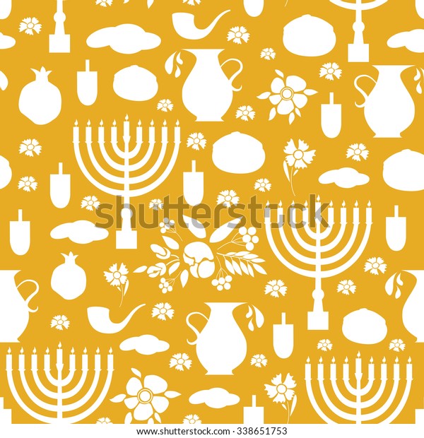 Hand Sketched Happy Hanukkah Seamless Pattern Stock Vector (Royalty ...