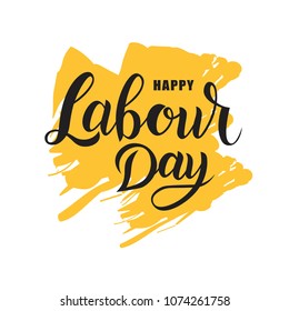 Hand sketched Happy Labour day text. Good for card, poster, banner, invitation, postcard, icon. Vector illustration. Lettering typography. 