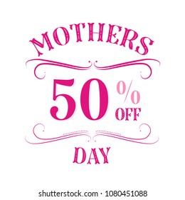 Hand sketched Happy mother's day vector layout design. Best mom / mum ever cute feminine illustration for sale promotion concept. Sale banner background template with elegant stripe and ribbon.