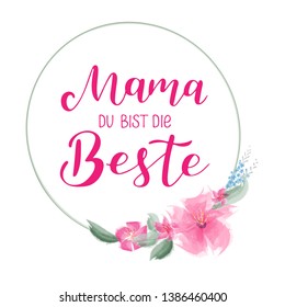 Hand sketched Happy Mothers Day German Lettering. Muttertag calligraphy. Drawn Mothers Day postcard, invitation, poster, label, logotype, icon, banner template typography. Vektorgrafik