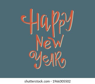 Hand sketched Happy New Year badge and icon for Happy holidays greeting card. Lettering celebration logo. Typography for winter holidays. Calligraphic poster.