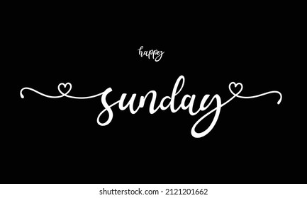 Hand sketched Happy sunday text. Drawn Resurrection Sunday postcard, card, invitation, poster, banner template lettering typography.